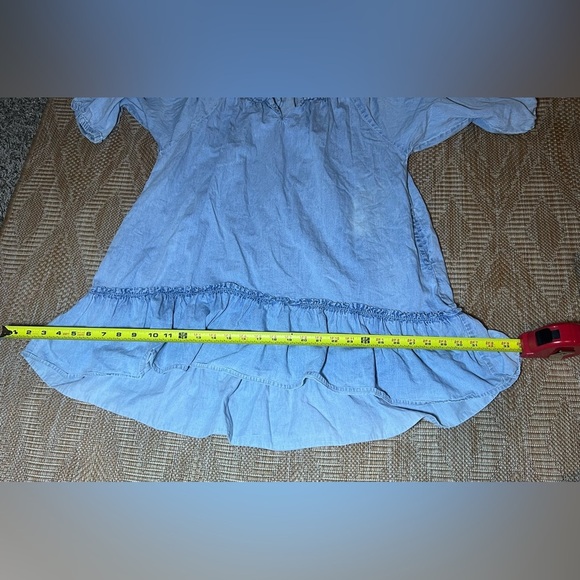 Elan Women's Faux Denim Smock Mini Dress,3/4 Puffy Sleeves, Size Small - Picture 6 of 11